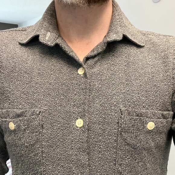 *Canadian Made* ~ Eighteen Waits ~ Long Sleeve Pocket Shirt Soft Grey *Vintage* - Picture 4 of 12